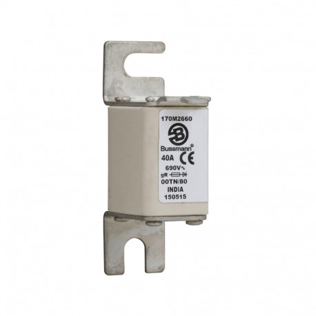 Eaton-moeller FUSE 40A 690V 00TN/80 GR EATON ELECTRIC Fuse-link, high speed, 40 A, AC 690 V, DIN 00, 30 x 67 x 10..