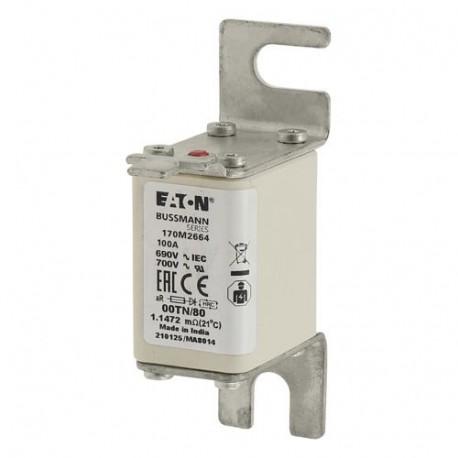 Eaton-moeller FUSE 100A 690V 00TN/80 AR UR EATON ELECTRIC Fuse-link, high speed, 100 A, AC 690 V, DIN 00, aR, DIN..