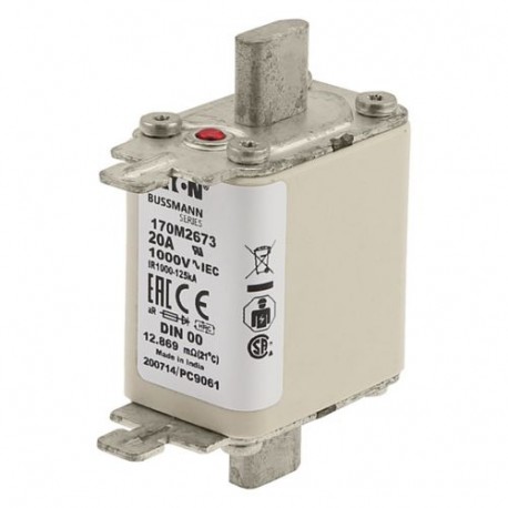 Eaton-moeller FUSE 20A 1000V DIN 00 AR EATON ELECTRIC Fuse-link, high speed, 20 A, AC 1000 V, DIN 00, aR, DIN, IE..