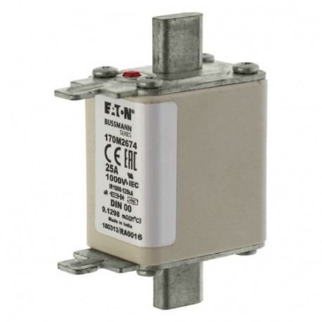Eaton-moeller FUSE 25A 1000V DIN 00 AR EATON ELECTRIC Fuse-link, high speed, 25 A, AC 1000 V, DIN 00, aR, DIN, IE..