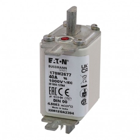 Eaton-moeller FUSE 40A 1000V DIN 00 AR EATON ELECTRIC Fuse-link, high speed, 25 A, AC 1000 V, DIN 00, aR, DIN, IE..