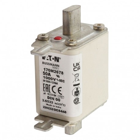 Eaton-moeller FUSE 50A 1000V DIN 00 AR EATON ELECTRIC Fuse-link, high speed, 20 A, AC 1000 V, DIN 00, aR, DIN, IE..