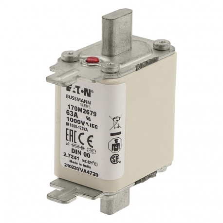 Eaton-moeller FUSE 63A 1000V DIN 00 AR EATON ELECTRIC Fuse-link, high speed, 25 A, AC 1000 V, DIN 00, aR, DIN, IE..