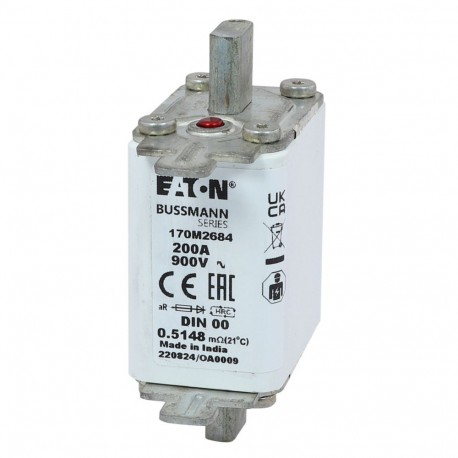 Eaton-moeller FUSE 200A 900V DIN 00 AR EATON ELECTRIC Fuse-link, high speed, 63 A, DC 900 V, DIN 00, aR, DIN, IEC..