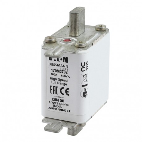 Eaton-moeller FUSE 160A 690V DIN 00 GR EATON ELECTRIC cartridge fuse, ultra rapid, 160 A, AC 690 V, DIN 00, 30 x ..