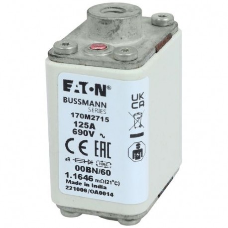 Eaton-moeller FUSE 125A 690V 00BN/60 AR EATON ELECTRIC Fuse-link, high speed, 125 A, AC 690 V, size 00, 30 x 48 x..
