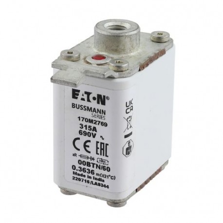 Eaton-moeller FUSE 315A 690V 00BTN/60 AR EATON ELECTRIC Fuse-link, high speed, 315 A, AC 690 V, size 00, 30 x 62 ..