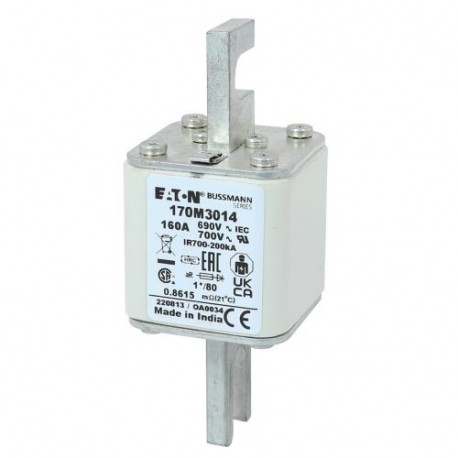 Eaton-moeller FUSE 160A 690V 1*/80 AR UC EATON ELECTRIC Fuse-link, high speed, 160 A, AC 690 V, compact DIN 1, 45..