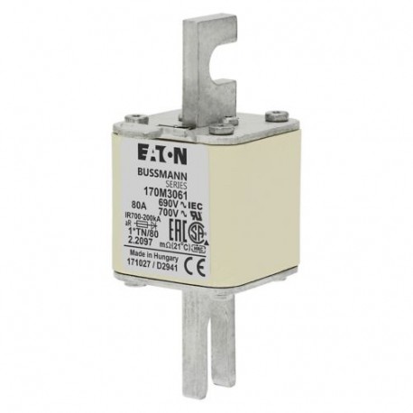 Eaton-moeller High Speed -  Square Body High Speed Square Body 170M3061 EATON ELECTRIC Fuse-link, high speed, 80 A, AC 690 V, compact DIN 1, 45 x 58..