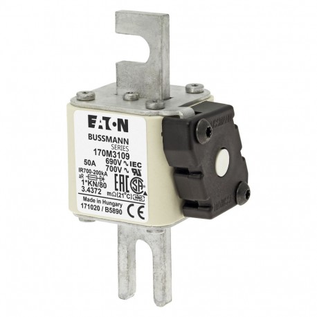 Eaton-moeller FUSE 50A 690V 1*KN/80 AR UC EATON ELECTRIC Fuse-link, high speed, 50 A, AC 690 V, compact DIN 1, 45..