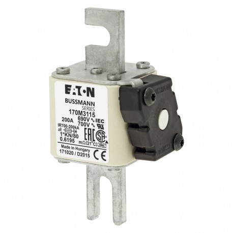 Eaton-moeller FUSE 200A 690V 1*KN/80 AR UC EATON ELECTRIC Fuse-link, high speed, 200 A, AC 690 V, compact DIN 1, ..