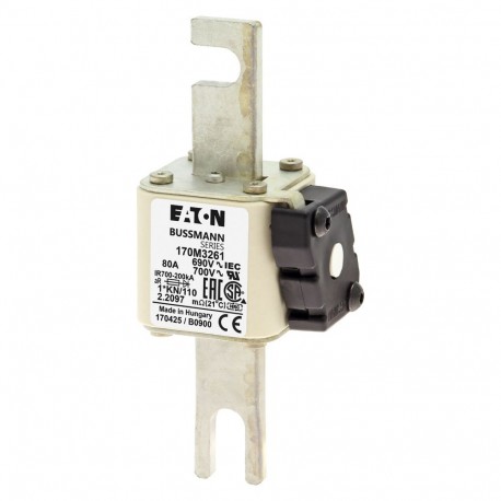 Eaton-moeller FUSE 80A 690V 1*KN/110 AR UC EATON ELECTRIC Fuse-link, high speed, 80 A, AC 690 V, compact DIN 1, 4..