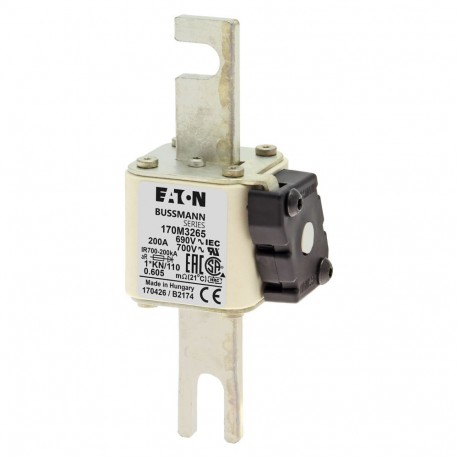 Eaton-moeller FUSE 200A 690V 1*KN/110 AR UC EATON ELECTRIC Fuse-link, high speed, 200 A, AC 690 V, compact DIN 1,..