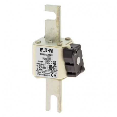 Eaton-moeller FUSE 500A 690V 1*KN/110 AR UC EATON ELECTRIC Fuse-link, high speed, 500 A, AC 690 V, compact DIN 1,..