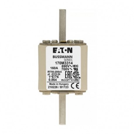 Eaton-moeller FUSE 160A 690V 1*E/76 AR UC EATON ELECTRIC Fuse-link, high speed, 160 A, AC 690 V, compact size 1, ..