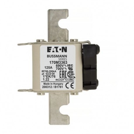 Eaton-moeller FUSE 125A 690V 1*EK/76 AR UC EATON ELECTRIC Fuse-link, high speed, 125 A, AC 690 V, compact size 1,..