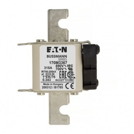 Eaton-moeller FUSE 315A 690V 1*EK/76 AR UC EATON ELECTRIC Fuse-link, high speed, 315 A, AC 690 V, compact size 1,..