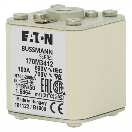 Eaton-moeller FUSE 100A 690V 1*BN/50 AR UC EATON ELECTRIC Fuse-link, high speed, 100 A, AC 690 V, compact size 1,..