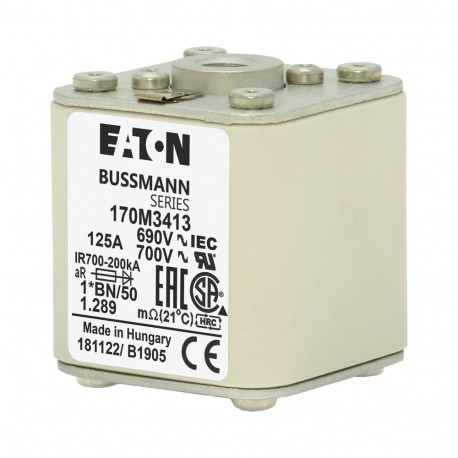 Eaton-moeller FUSE 125A 690V 1*BN/50 AR UC EATON ELECTRIC Fuse-link, high speed, 125 A, AC 690 V, compact size 1,..