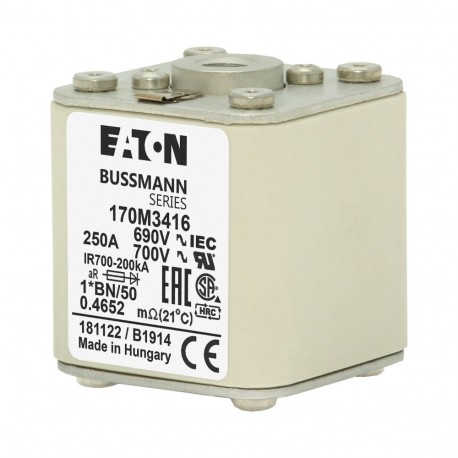 Eaton-moeller FUSE 250A 690V 1*BN/50 AR UC EATON ELECTRIC Fuse-link, high speed, 250 A, AC 690 V, compact size 1,..