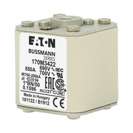 Eaton-moeller FUSE 550A 690V 1*BN/50 AR UC EATON ELECTRIC Fuse-link, high speed, 550 A, AC 690 V, compact size 1,..