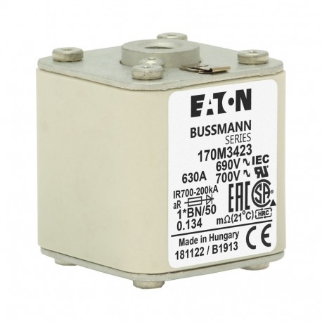 Eaton-moeller FUSE 630A 690V 1*BN/50 AR UC EATON ELECTRIC Fuse-link, high speed, 630 A, AC 690 V, compact size 1,..