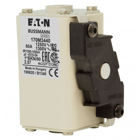 Eaton-moeller FUSE 80A 1250V 1*BKN/80 AR CU EATON ELECTRIC Fuse-link, high speed, 80 A, AC 1250 V, compact size 1..
