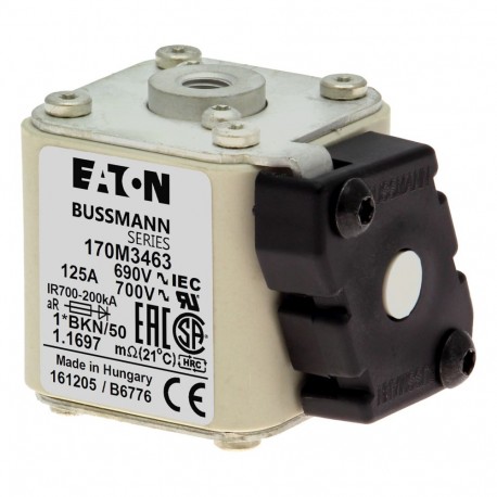 Eaton-moeller FUSE 125A 690V 1*BKN/50 AR UC EATON ELECTRIC Fuse-link, high speed, 125 A, AC 690 V, compact size 1..