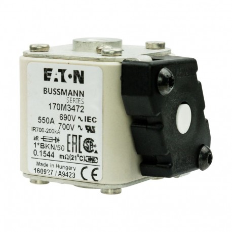 Eaton-moeller FUSE 550A 690V 1*BKN/50 AR UC EATON ELECTRIC Fuse-link, high speed, 550 A, AC 690 V, compact size 1..
