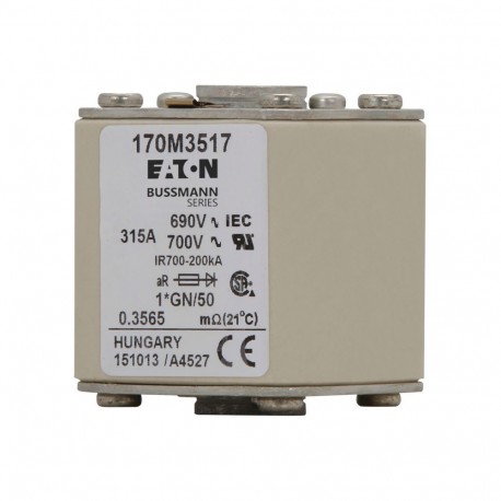 Eaton-moeller FUSE 315A 690V 1*GN/50 AR UC EATON ELECTRIC FUSE 315A 690V 1*GN/50 AR UC