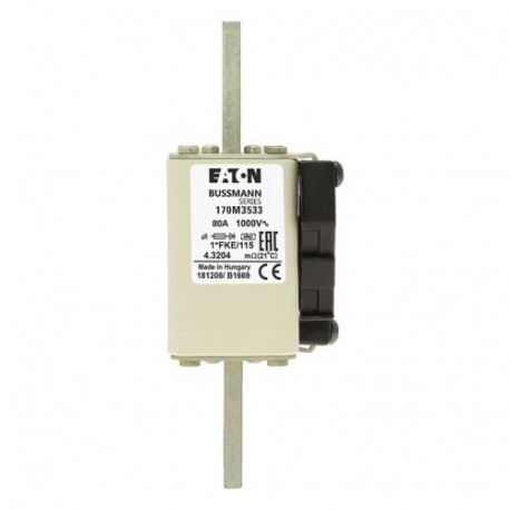 Eaton-moeller FUSE 80A 1000V 1*FKE/115 AR EATON ELECTRIC Fuse-link, high speed, 80 A, AC 1000 V, compact size 1, ..