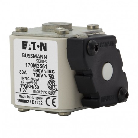 Eaton-moeller FUSE 80A 690V 1*GKN/50 AR UC EATON ELECTRIC Fuse-link, high speed, 80 A, AC 690 V, compact size 1, ..