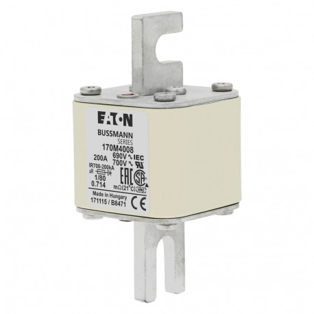 Eaton-moeller FUSE 200A 690V 1/80 AR UC EATON ELECTRIC Fuse-link, high speed, 200 A, AC 690 V, DIN 1, 53 x 53 x 1..
