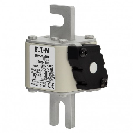 Eaton-moeller FUSE 200A 690V 1KN/80 AR UC EATON ELECTRIC Fuse-link, high speed, 200 A, AC 690 V, DIN 1, 53 x 69 x..