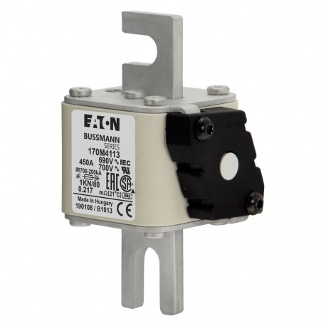 Eaton-moeller FUSE 450A 690V 1KN/80 AR UC EATON ELECTRIC Fuse-link, high speed, 450 A, AC 690 V, DIN 1, 53 x 69 x..