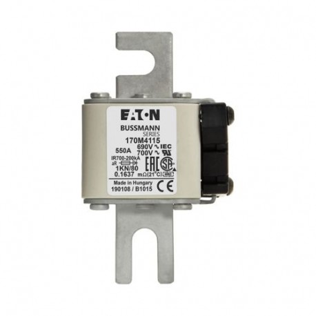 Eaton-moeller FUSE 550A 690V 1KN/80 AR UC EATON ELECTRIC Fuse-link, high speed, 550 A, AC 690 V, DIN 1, 53 x 69 x..