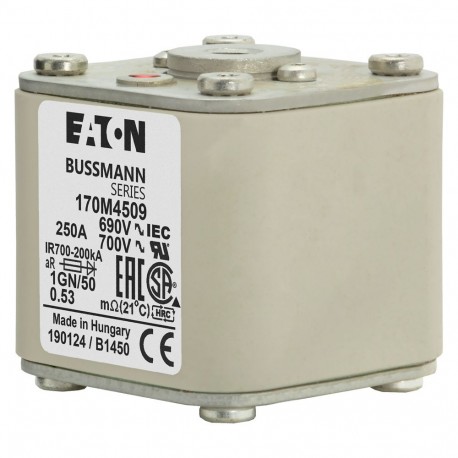 Eaton-moeller FUSE 250A 690V 1GN/50 AR UC EATON ELECTRIC Fuse-link, high speed, 250 A, AC 690 V, size 1, 53 x 69 ..