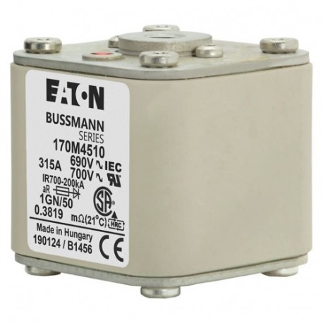 Eaton-moeller FUSE 315A 690V 1GN/50 AR UC EATON ELECTRIC Fuse-link, high speed, 315 A, AC 690 V, size 1, 53 x 69 ..