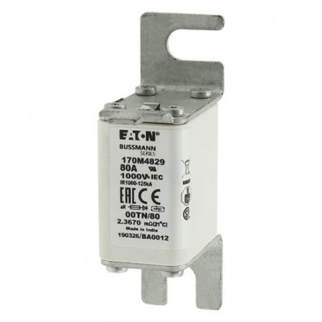 Eaton-moeller FUSE 80A 1000V 00TN/80 AR EATON ELECTRIC Fuse-link, high speed, 80 A, AC 1000 V, size 00, 30 x 47 x..