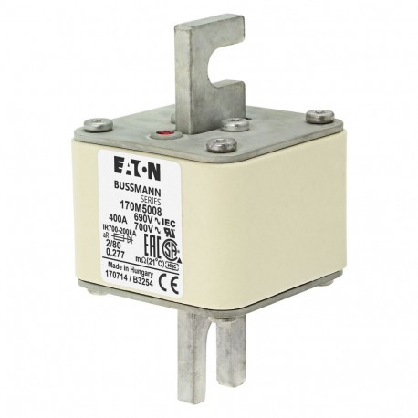 Eaton-moeller FUSE 400A 690V 2/80 AR UC EATON ELECTRIC Fuse-link, high speed, 400 A, AC 690 V, DIN 2, 61 x 61 x 1..