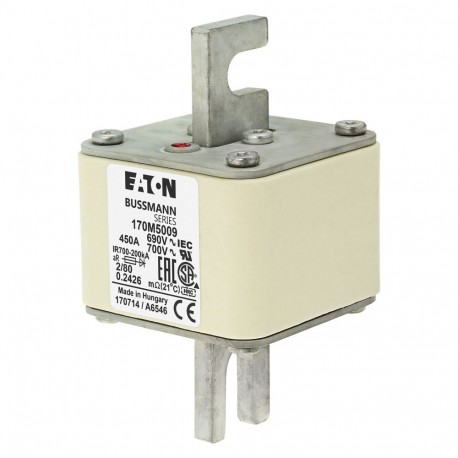 Eaton-moeller FUSE 450A 690V 2/80 AR UC EATON ELECTRIC Fuse-link, high speed, 450 A, AC 690 V, DIN 2, 61 x 61 x 1..