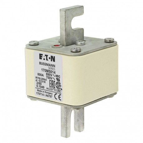 Eaton-moeller FUSE 800A 690V 2/80 AR UC EATON ELECTRIC Fuse-link, high speed, 800 A, AC 690 V, DIN 2, 61 x 61 x 1..