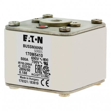 Eaton-moeller FUSE 500A 690V 2BN/50 AR UC EATON ELECTRIC Fuse-link, high speed, 500 A, AC 690 V, size 2, 61 x 77 ..