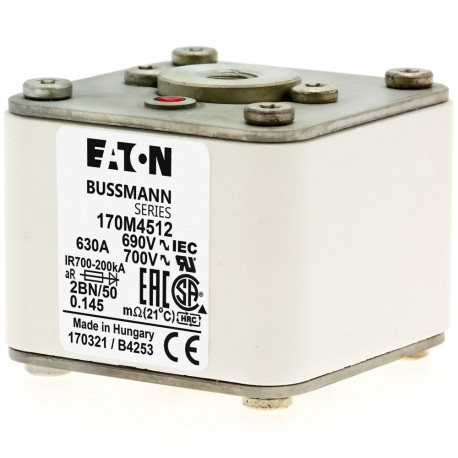 Eaton-moeller FUSE 630A 690V 2BN/50 AR UC EATON ELECTRIC Fuse-link, high speed, 630 A, AC 690 V, size 2, 61 x 77 ..