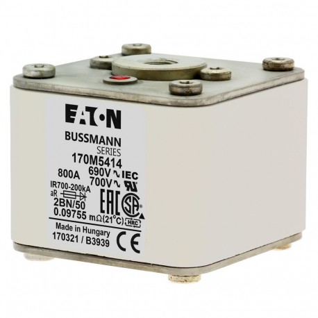 Eaton-moeller FUSE 800A 690V 2BN/50 AR UC EATON ELECTRIC Fuse-link, high speed, 800 A, AC 690 V, size 2, 61 x 77 ..