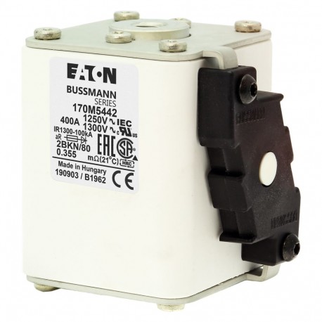 Eaton-moeller FUSE 400A 1250V 2BKN/80 AR CU EATON ELECTRIC Fuse-link, high speed, 400 A, AC 1250 V, size 2, 61 x ..