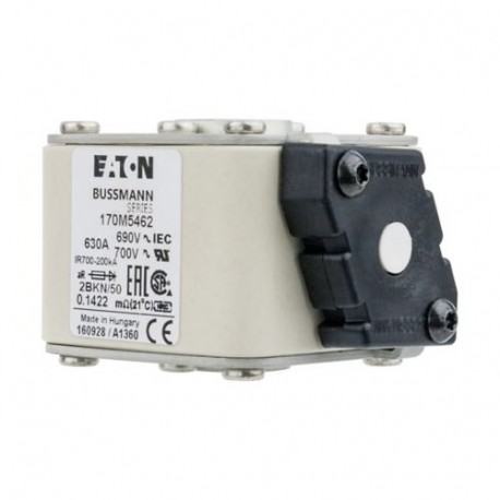 EATON - MOELLER FUSE 630A 690V 2BKN/50 AR UC FUSE 630A 690V 2BKN/50 AR UC 170M5462 EATON ELECTRIC Fuse-link, high speed, 630 A, AC 690 V, size 2, aR, IEC..