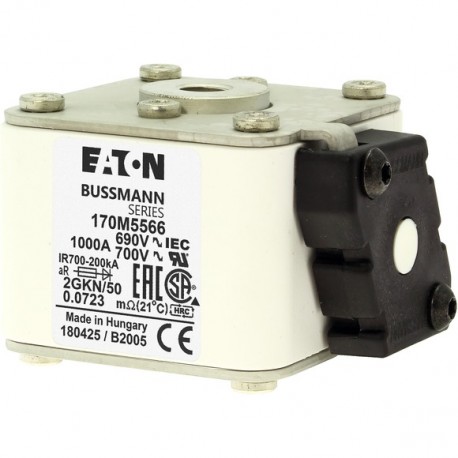 EATON - MOELLER FUSE 1100A 600V 2FKE/90 AR UC FUSE 1100A 600V 2FKE/90 AR UC 170M5667 EATON ELECTRIC Fuse-link, high speed, 1100 A, AC 600 V, size 2, 61 x ..