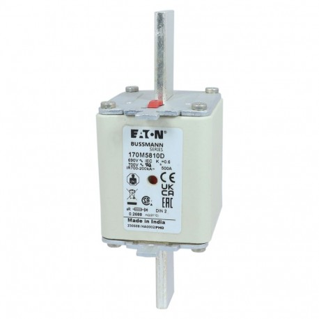 Eaton-moeller FUSE 500A 690V aR DIN 2 HSDNH EATON ELECTRIC Fuse-link, high speed, 500 A, AC 690 V, DIN 2, 61 x 6..