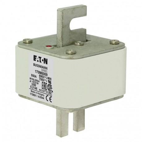 Eaton-moeller FUSE 550A 690V 3/80 AR UC EATON ELECTRIC Fuse-link, high speed, 550 A, AC 690 V, DIN 3, 76 x 76 x 1..
